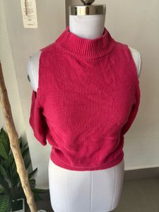 pink woollen top