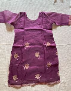 Embroidered Net Kurta