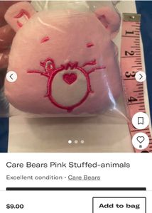 Pink Care Bear Cheer Plush Keychain Char
