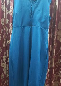 Blue V-Neck Dress