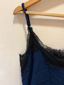Zara Navy Lace Trim Top