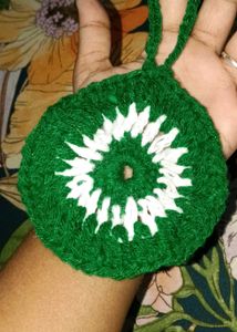 Handmade Crochet Ornament ( green evil eye )