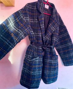 Plaid Wool Blend Coat