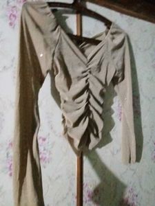 Sparkly Beige Long Sleeve Top