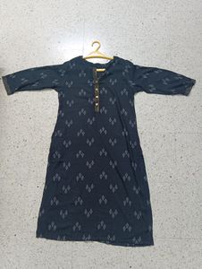 Floral Print Black Kurta