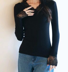 Black Coquette Lace-Bow Top