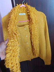 Retro Mustard Yellow Knit Cardigan