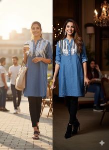 💎Shimmering Denim Magic!✨Day-to-Night Tunic Sale