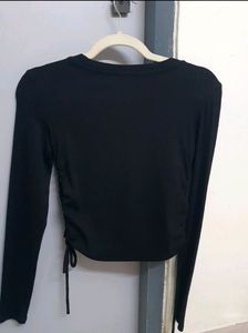 PRICE DROP Zara Dawstring Ribbed Black Top