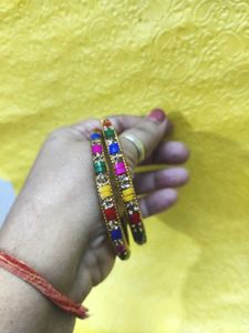 Colorful Beaded Bangles - Set of 2, 🆕✨