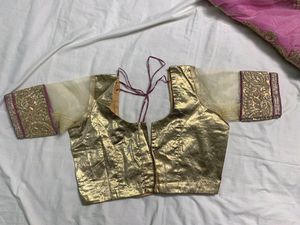 Two Colours Net Saree With Blouse