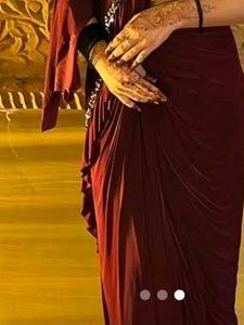Burgundy Sequin Saree Gown