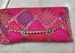 Pink Embellished Clutch