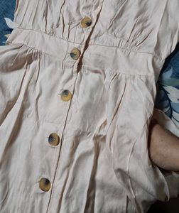 BEIGE BUTTON DRESS