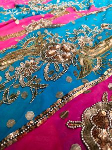 Heavy handwork lehanga saree wd blouse pc.