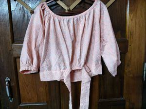 Peach Blouse with 3/4 Sleeves
