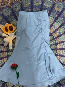 Light Blue Skirt with Ruffle Detail