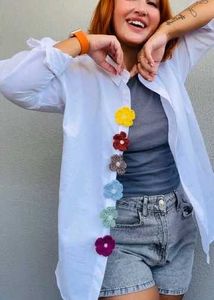 cchrochet flower 🌼 shirt button for women