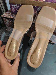 Nude Heels with Clear Straps