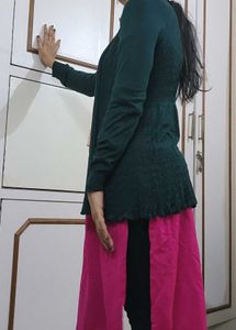 Bottle Green Mid Length Shrug