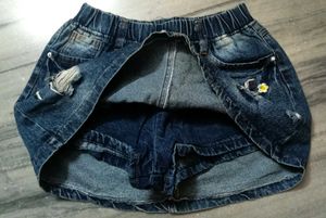 🍀🤎Y2K FORAL DENIM SHORT SKIRT(SKORT)