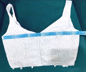 White Chickenkari Sleeveless Blouse