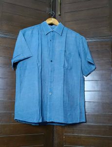 Givenchy Men Blue Cotton Casual Half sleeve Shirt