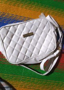 Quilted White Crossbody Bag