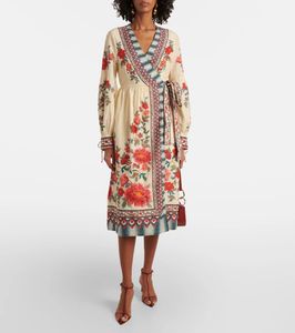 Floral Print Wrap Midi Dress