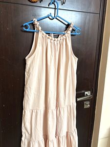 Casual Light Peach Tiered Mini Dress