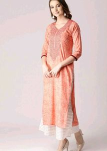 Embroidered Sharbati (Pastel Orange) Kurta