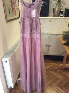 Halterneck pink lace detailing Dress