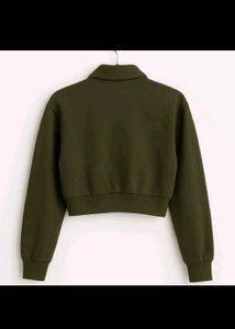 Olive Green Crop Polo Top