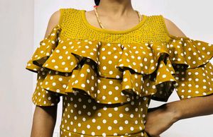 Net Embellished Mustard Gown