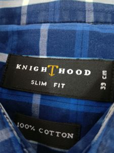 Knighthood 100% Cotton Blue Check Full Sleeve Shir