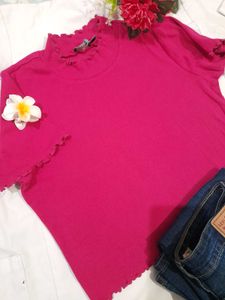 Pink Ruffle Crop Top