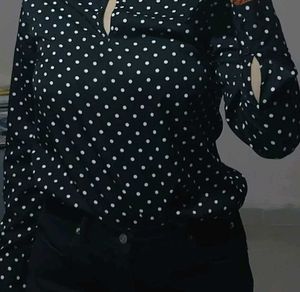 Polka Dot Blouse Shirt Top Office Wear
