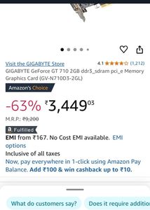GIGABYTE GeForce GT 710 2GB ddr3_sdram pci_e Memor