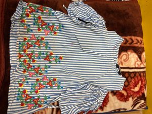 Striped Floral Embroidered Top