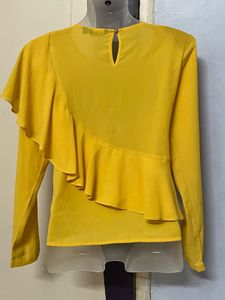 Wardrobe Branded Yellow Ruffle Detail Top