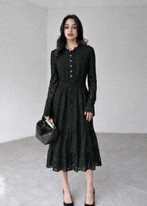 Elegant Black Lace Midi Dress