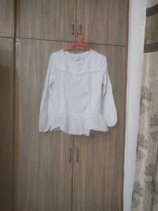 White Peplum Top