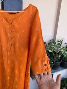 Orange Printed Kurti