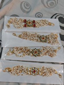 Kundan &amp; Pearl Rakhi Bracelet (Set of 4)
