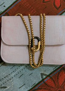 Lavender Sling Bag With Golden Chain
