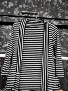 Striped Cardigan & Top Set