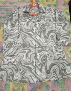 Fully Stitched Gray Swirl Print Coord Dress