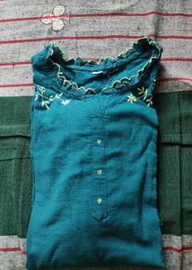 Floral Cut Neck Embroidery Kurta Set