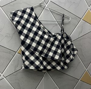 Gingham One-Shoulder Ruffle Top