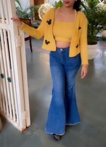 Cute Yellow Cardigan Set